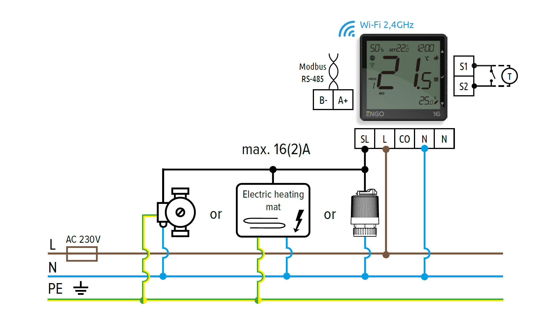 Διάγραμμα Σύνδεσης 01: Λέβητας & Αισθητήρας Δαπέδου